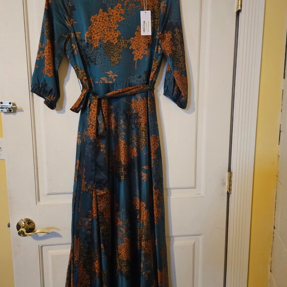 Baltic Born Paula Satin Maxi Dress - Jade Multi NWT - Picture 2 of 3